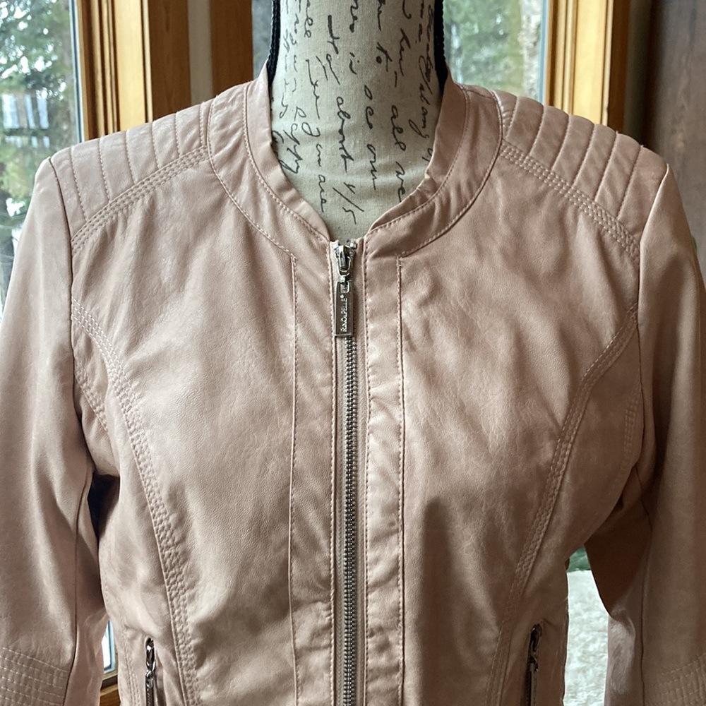 Dusty Pink Faux Leather Jacket - small